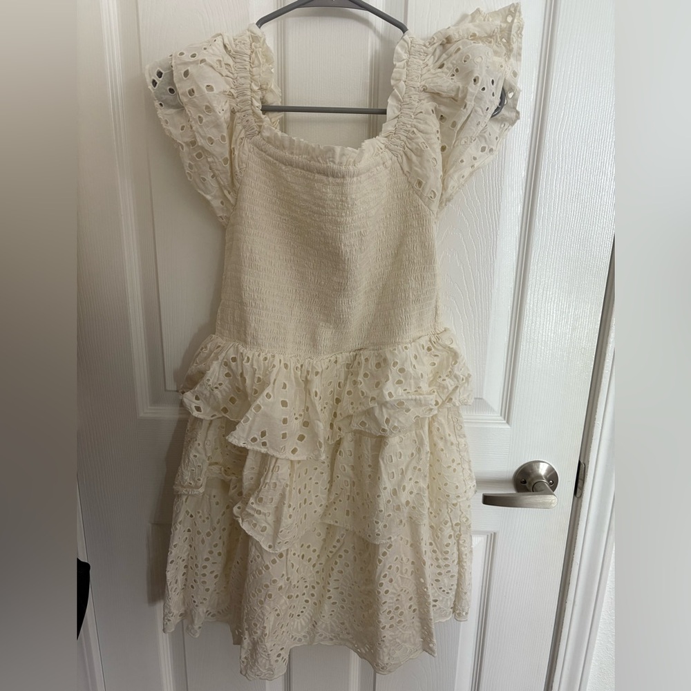 White Cleobella Dress with Eyelet Sleeves and Skirt